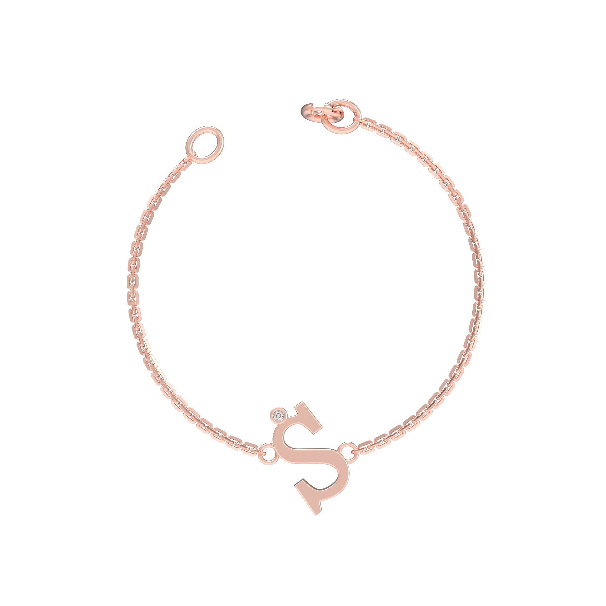 RKC Damenarmband aus 925er-Sterlingsilber mit einem Karatgewicht von 0,01 Karat, 14 Karat Rosévergoldung, Produktgewicht 2,90 GM