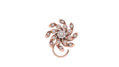 RKC JEWELRY Damen-Nasennadel mit Blumenmuster, 925er Sterlingsilber, 14 Karat Roségold vergoldet, Gewicht 1,30 g