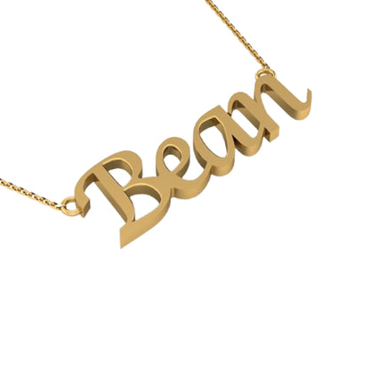 RKC Bean Initial Name Pendant Necklace 14k Yellow Gold Plated 925 Silver Gift For Women's Weight 3.5 gm