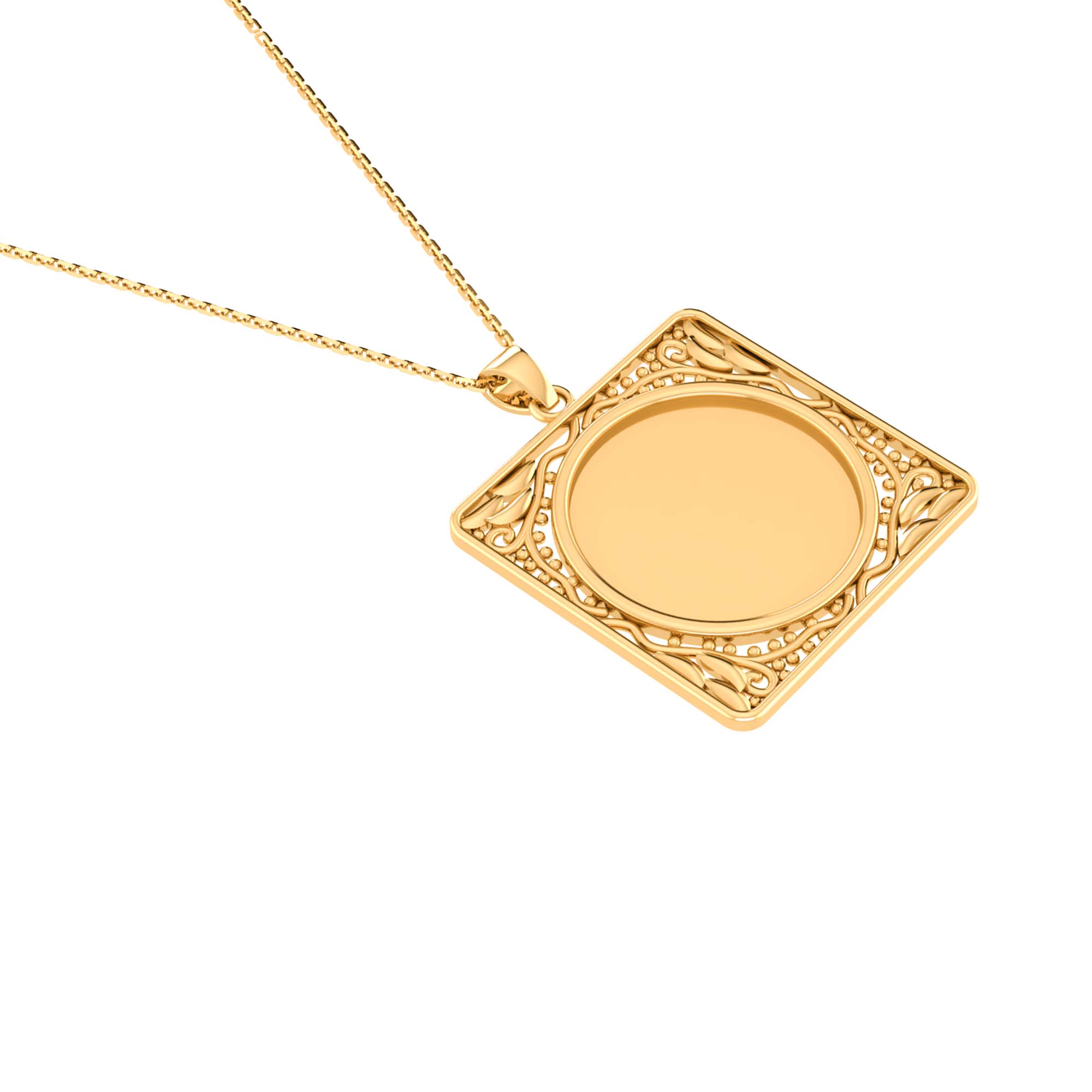 RKC Frame For Photo Personalised Memory Necklace Pendant 14k Gold Plated Silver