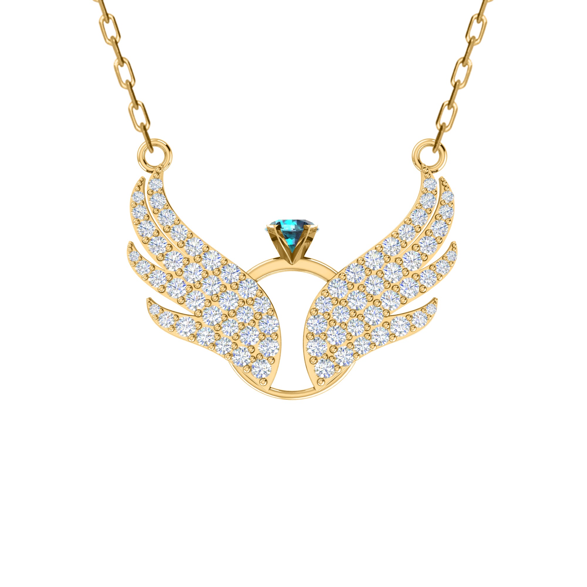 RKC 1,05 Karat Flügel-Anhänger, 925er Silberschmuck, 14 Karat Gelbgold vergoldet, Gewicht 5,60 g, Höhe 17,20 mm