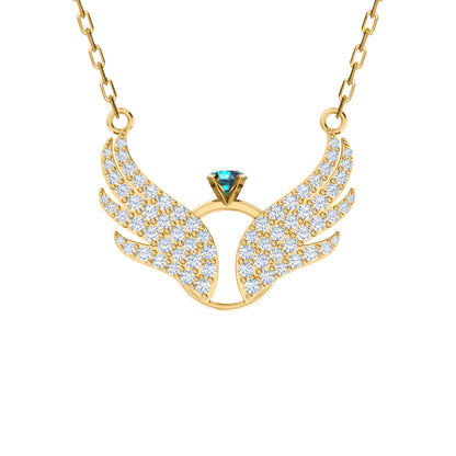 RKC 1,05 Karat Flügel-Anhänger, 925er Silberschmuck, 14 Karat Gelbgold vergoldet, Gewicht 5,60 g, Höhe 17,20 mm