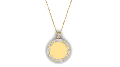 RKC Certified Moissanite Photo Memory Pendant Necklace 14k Yellow Gold Plated 925 Silver