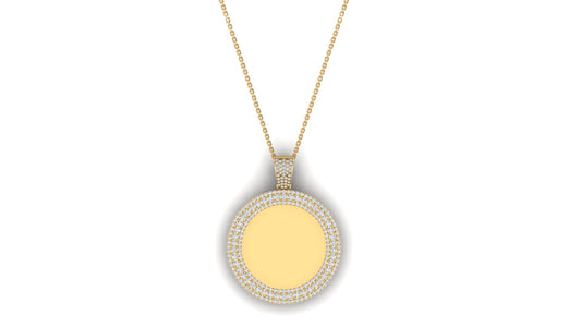 RKC Certified Moissanite Photo Memory Pendant Necklace 14k Yellow Gold Plated 925 Silver