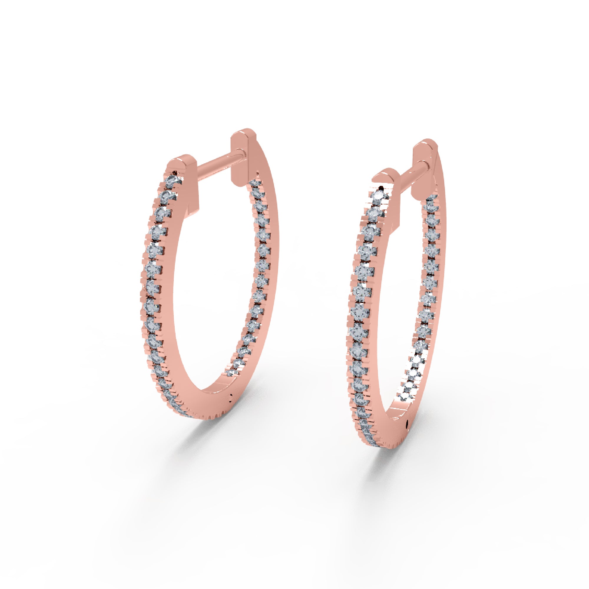 RKC Damen-Ohrring aus 925er-Sterlingsilber, einreihig, 14-Karat-Rose, Gesamtgewicht: 7,00 GM, Höhe: 38,00 mm
