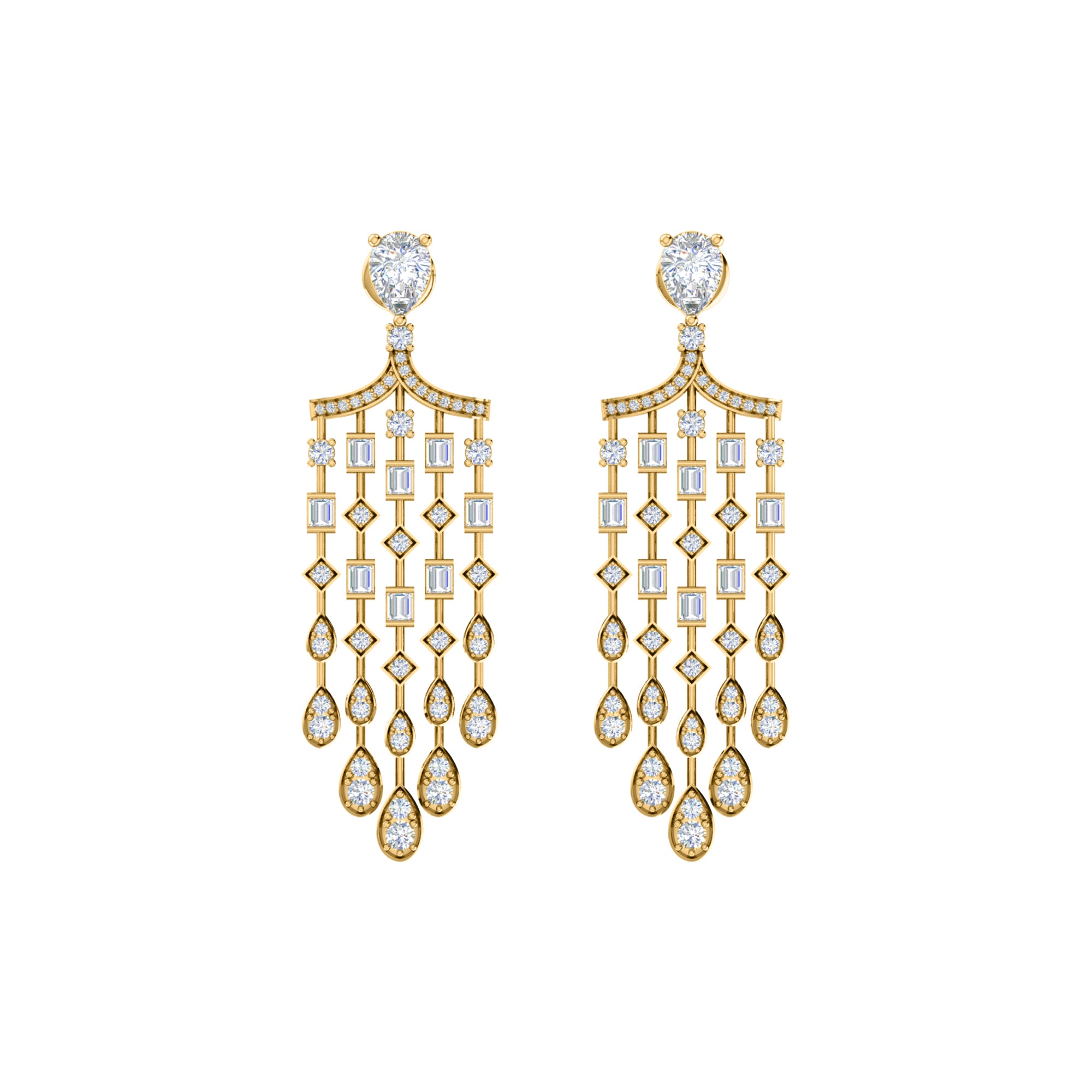 Orecchino da donna con pendente Halo in argento sterling RKC 925, oro giallo 14k, peso 8,00 GM, altezza 51,00 mm