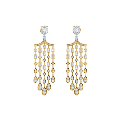 Orecchino da donna con pendente Halo in argento sterling RKC 925, oro giallo 14k, peso 8,00 GM, altezza 51,00 mm