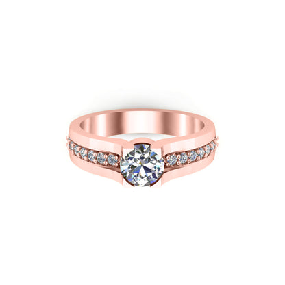 Solitario RKC Moissanite con accenti Micro Set Anello scopo Argento 925 Placcato oro giallo 14 carati Peso 3,2 g Larghezza 3,20 MM