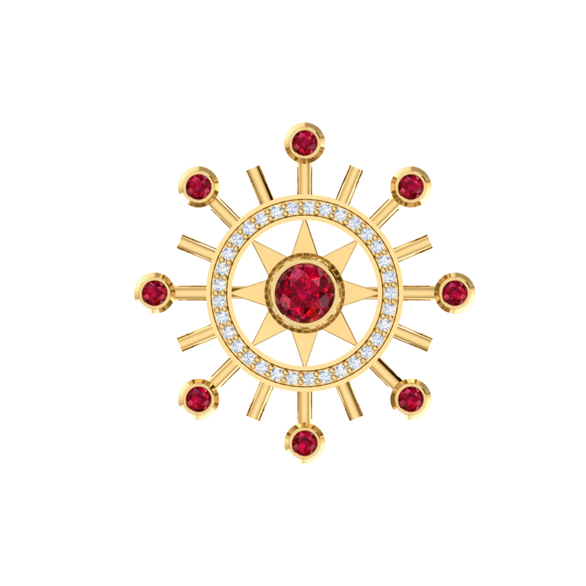 Spilla RKC Moissanite in argento sterling 925 placcata in oro giallo 14 carati Peso del prodotto 1,60 CM Altezza 22,00 MM