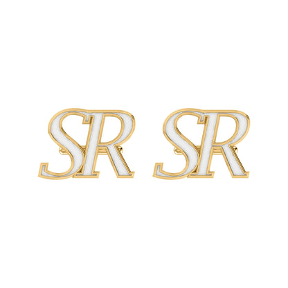 RKC 925 Sterling Silver Enamel Cufflinks 14K Rose Gold Plated Product Wt 3.80 gm