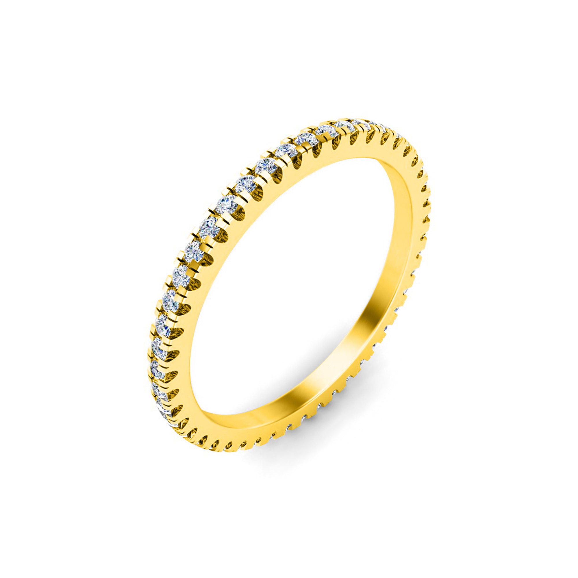RKC Moissanit Damen-Eternity-Band-Verlobungsring, 14 Karat Roségold vergoldet, 925er Sterlingsilber, Gewicht 1,20 mm, Breite 1,60 mm