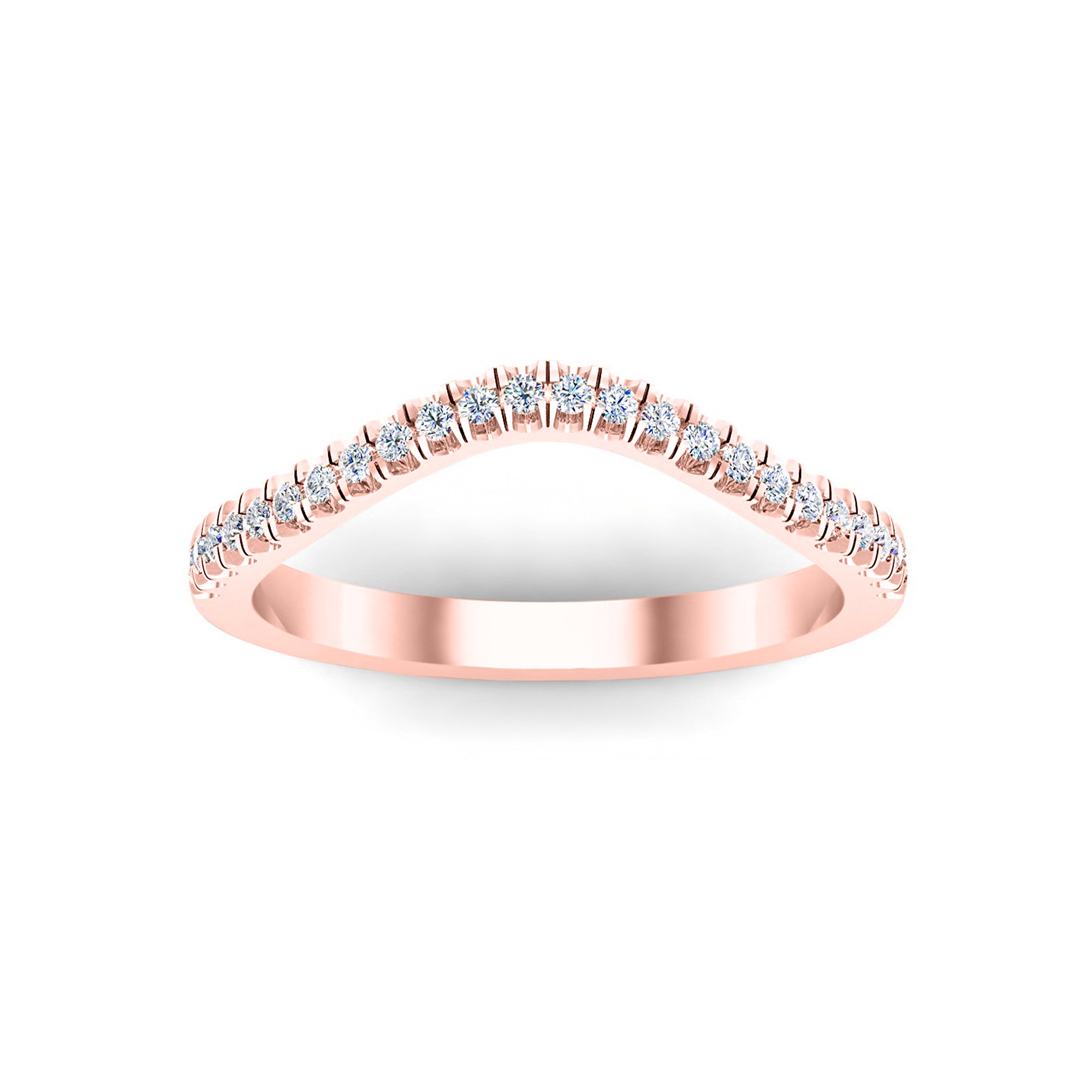 RKC Moissanite Curved Wedding Enhancer Band Ring in argento sterling 925 placcato oro giallo 14K Peso 1,20 g Larghezza 1,70 mm