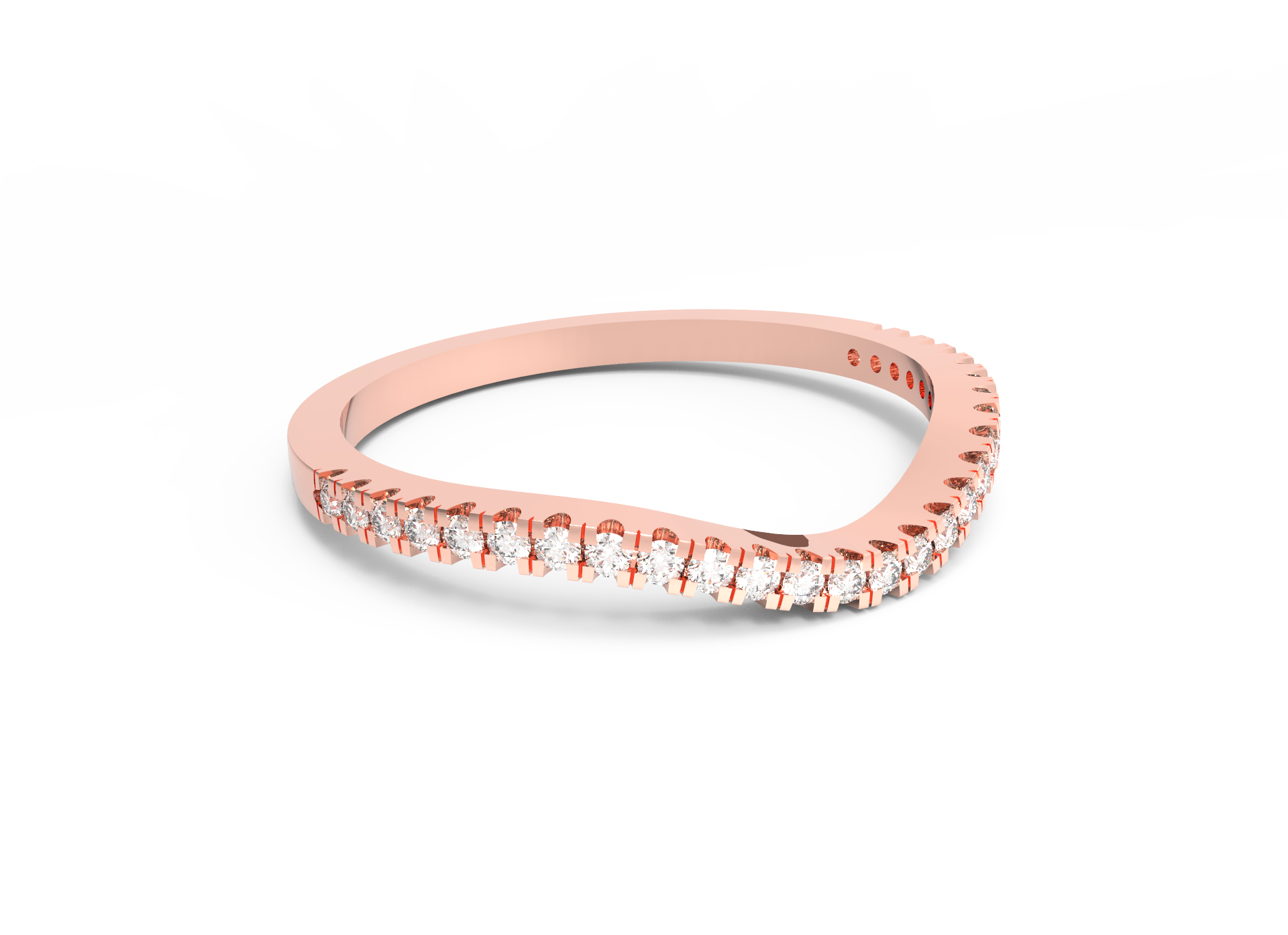 Fede nuziale da donna curva Moissanite RKC, oro giallo su argento sterling 925, peso 1,30 g.