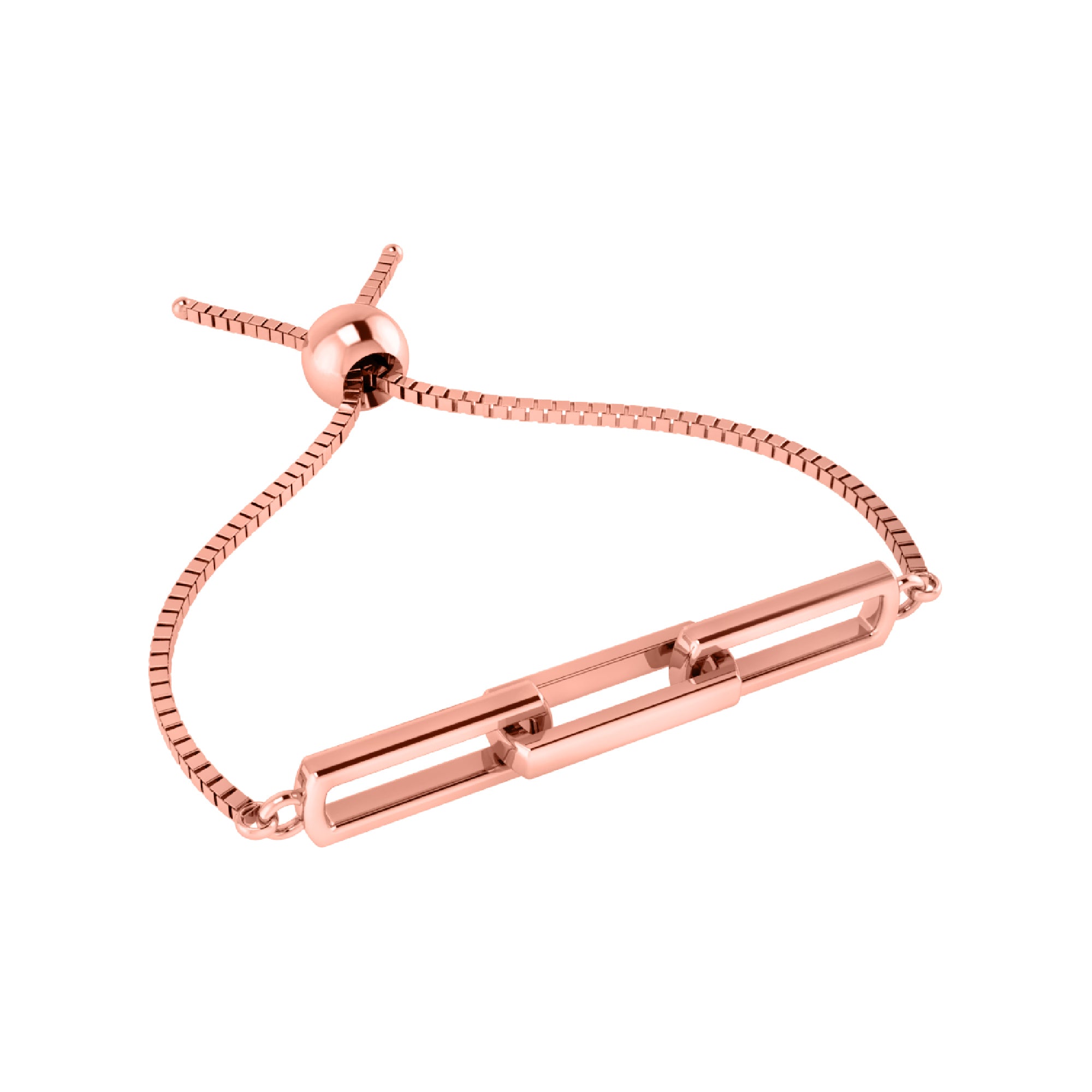RKC 925 Sterling Silber Damen-Link-Bolo-Armband, 14 Karat Weißgold vergoldet, Gewicht 4 g