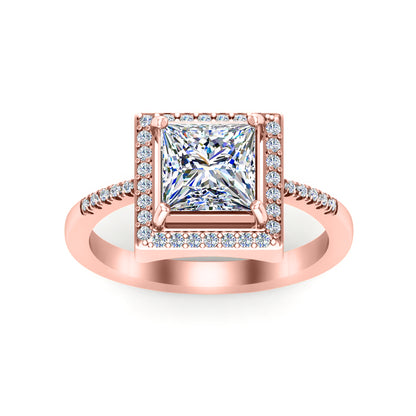RKC Halo Princess Moissanit 925 Sterling Silber Gelbgold plattierter Damen-Ehering mit einem Gewicht von 3,5 g