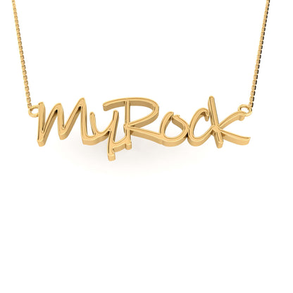 RKC 14k Yellow Gold Plated Name Pendant Necklace 925 Silver Weight 4 gm and height 12mm