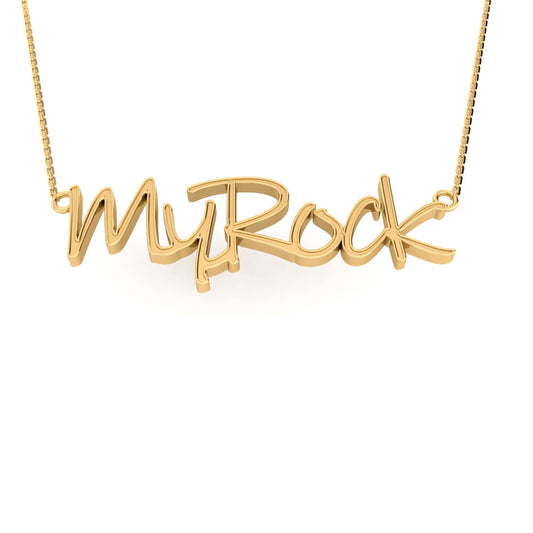 RKC 14k Yellow Gold Plated Name Pendant Necklace 925 Silver Weight 4 gm and height 12mm