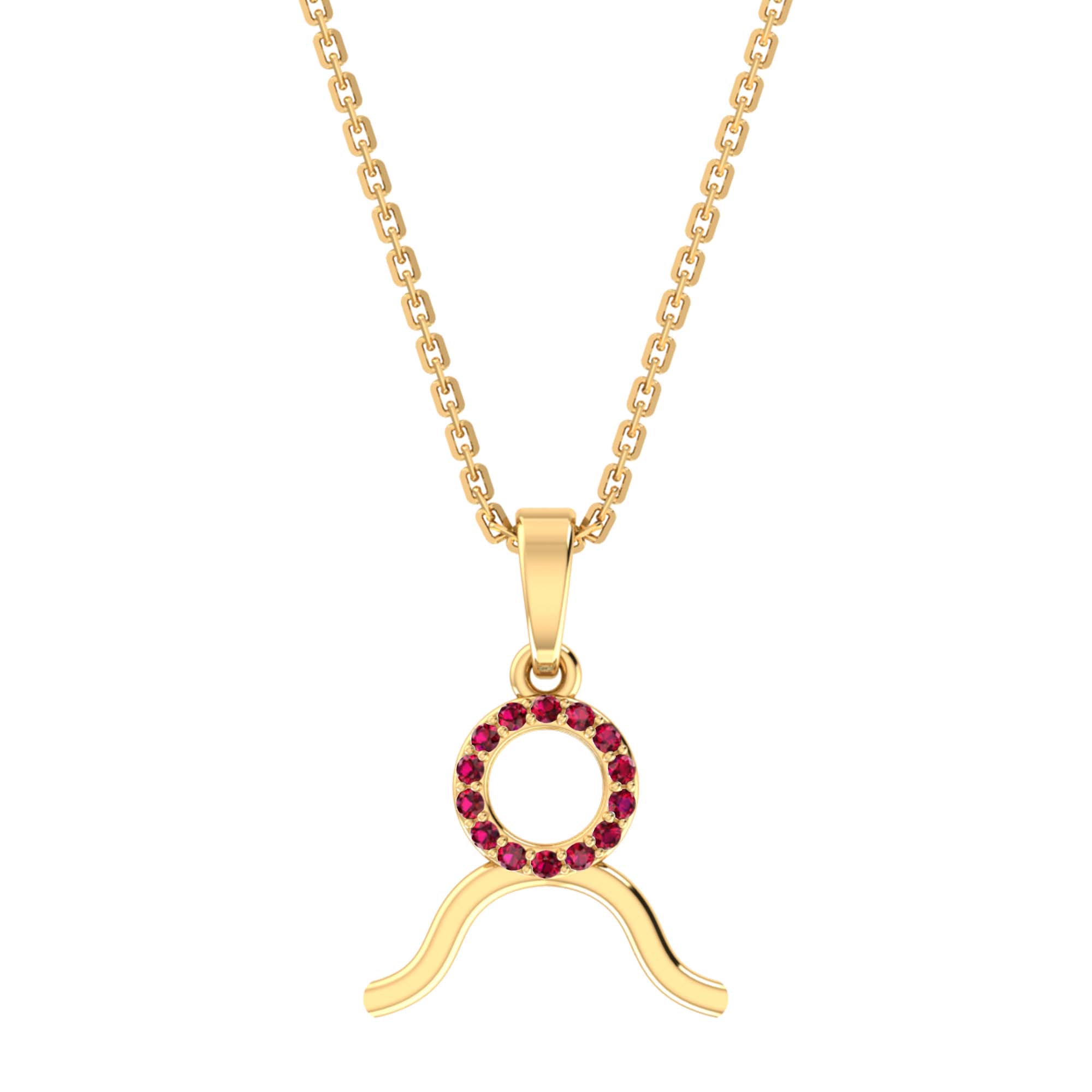 RKC Golden Cubic Zirconia With Chain Zodiac Pendant Necklace