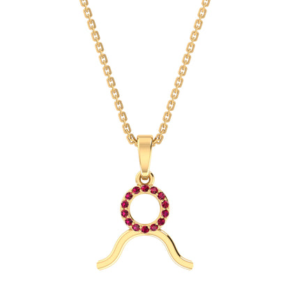 RKC Golden Cubic Zirconia With Chain Zodiac Pendant Necklace