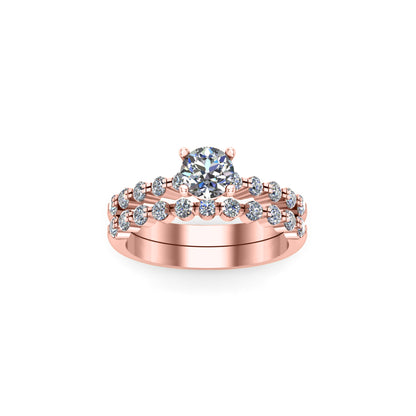 RKC Runder Moissanit-Hochzeits-Brautring-Set für Damen, 925er Silber, 14 Karat Roségold vergoldet, Gewicht 3 g