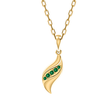 RKC 0,12 Karat Smaragd-Charm-Anhänger, 925er Silberschmuck, 14 Karat Gelbgold vergoldet, Gewicht 4,20 g, Höhe 27 mm