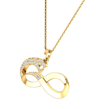 RKC 14k Yellow Gold Plated Infinity Snake Real Moissanite Pendant Necklace 925 Sterling Silver