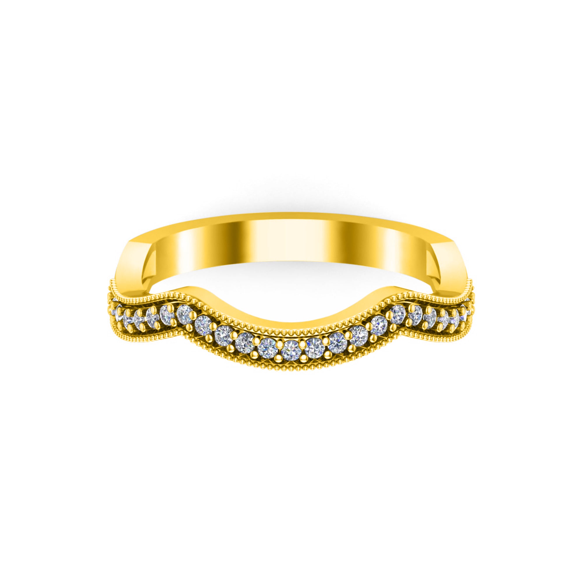 Fede nuziale curva da donna RKC Moissanite per sposa argento 925 placcato oro giallo 14 carati peso 2 g larghezza 2,50 mm