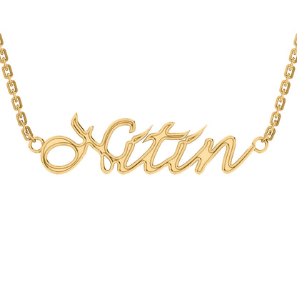 RKC personalisierte Namensanhänger-Halskette, 925er Silberschmuck, 14 Karat Rosévergoldung, Produktgewicht: 3,50 GM, Höhe: 8,00 mm