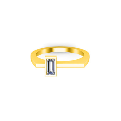 Anello regalo con fascia solitaria unisex RKC Baguette Moissanite Argento 925 placcato oro giallo 14K Peso 3 g Larghezza 1,60 MM
