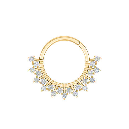 RKC JEWELRY Anello da naso da donna con Moissanite floreale in argento sterling 925, placcato in oro rosa 14k, peso 2,60 GM