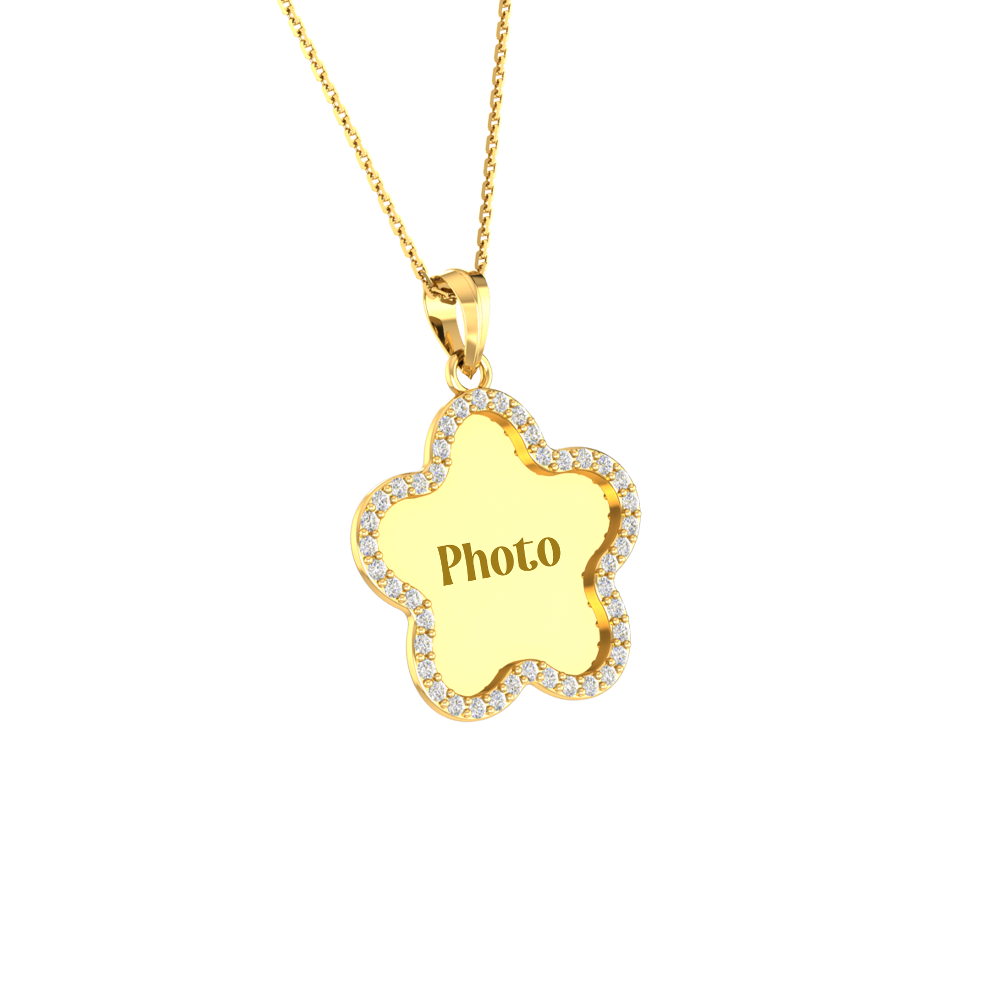 RKC 0.63 Ct Round Cut Real Moissanite Photo Memory Pendant 14k Yellow Gold Plated Weight 5.50 gm