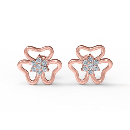 RKC 925 Sterling Silber Damen-Ohrring mit Blumenmuster für den täglichen Gebrauch, 14 Karat Rose über Produktgewicht 2,20 GM, Höhe 11,40 mm