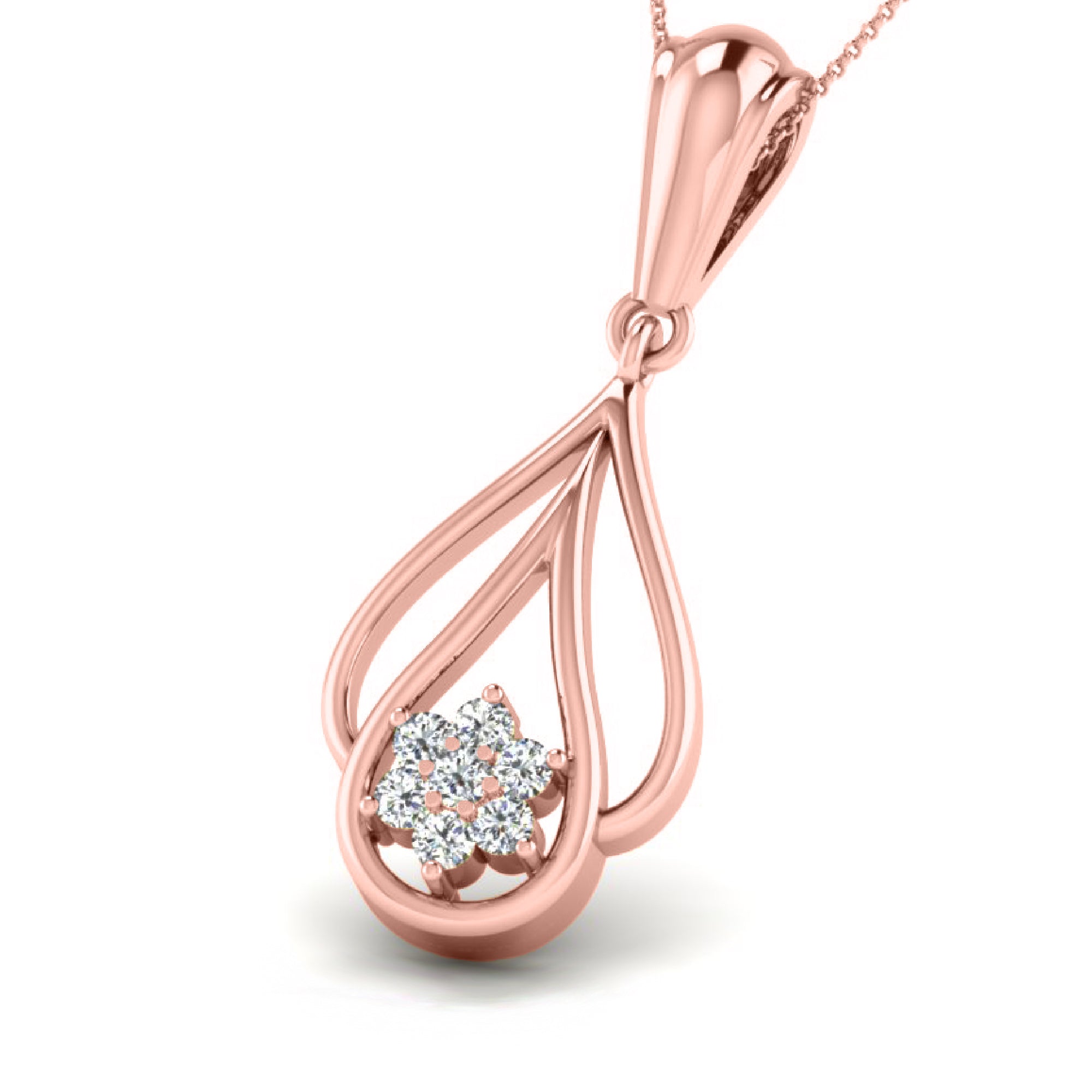 Ciondolo da donna in argento sterling RKC con goccia di moissanite da 0,31 ct, finitura in oro bianco 14 carati, peso 3,5 g, altezza 26,5 mm