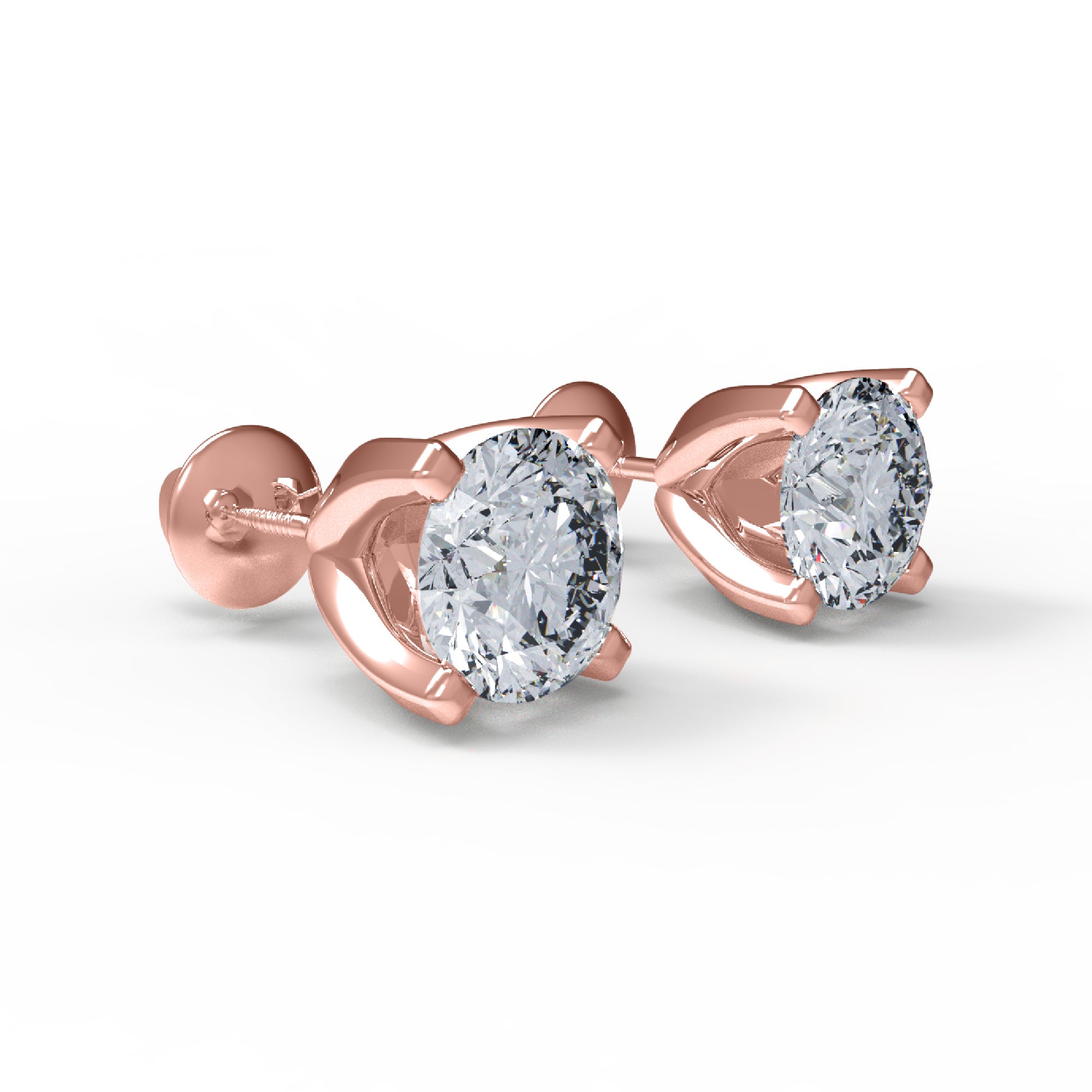 RKC 925 Sterling Silber Unisex-Ohrstecker mit vier Zinken, 14 Karat Gelb, Produktgewicht: 1,60 GM, Höhe: 5,50 mm