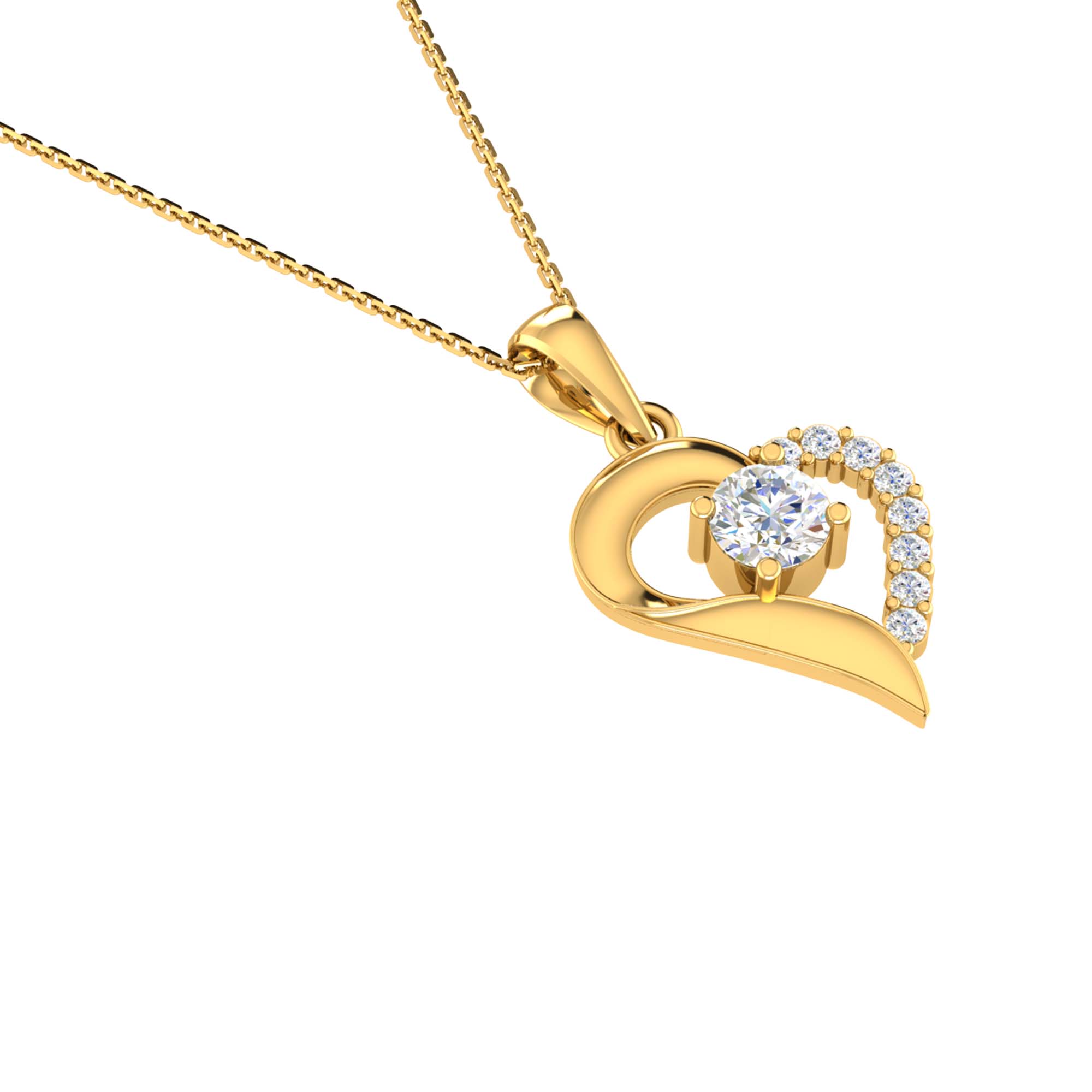 RKC Rose Gold Moissanite Heart Pendant With Link Chain Gift For Girls 925 Silver Weight 5.50 gm