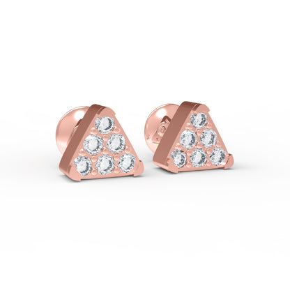 Orecchino da donna piccolo triangolare in argento sterling RKC 925 14k giallo oltre 2,30 Gm altezza 6,20 MM