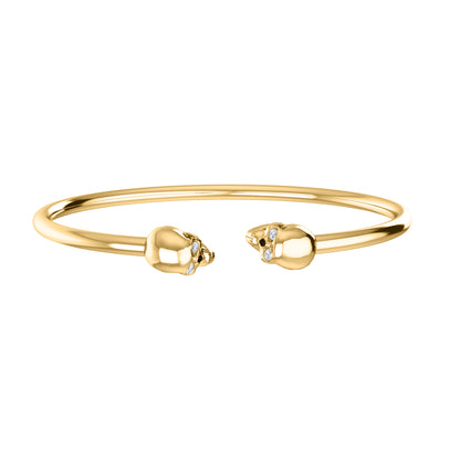 RKC 925 Sterling Silber 0,1 Karat Moissanit Damen-Totenkopf-Armreif, 14 Karat Roségold vergoldet, Gewicht 10,00 g, Höhe 50,00 mm