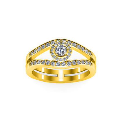RKC Rundschliff-Moissanit-Evil-Eye-Ehering für Damen, 925er Sterlingsilber, 14 Karat Roségold vergoldet, Gewicht 4 g, Breite 3,50 mm