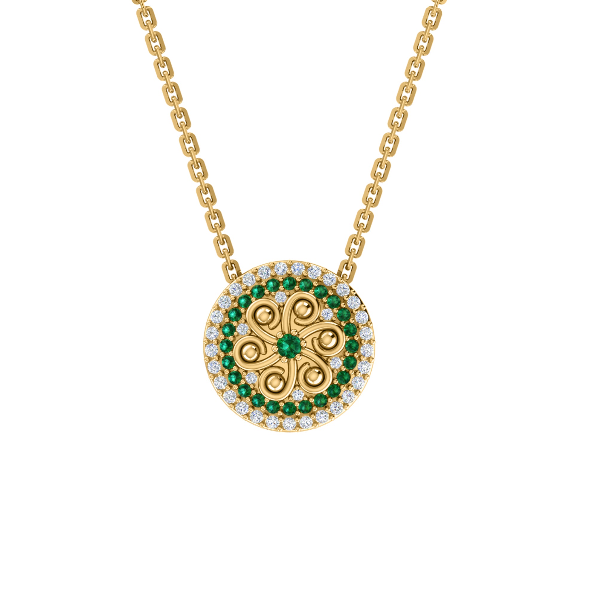 Ciondolo in moissanite RKC 2,9 CT, gioielli in argento 925, placcato in oro giallo 14 carati, peso 4,00 GM, altezza 13,50 mm