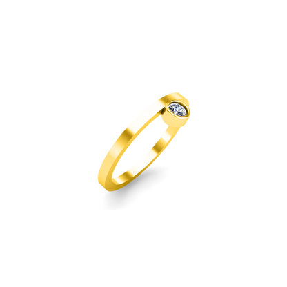 Anello di fidanzamento rotondo in moissanite RKC da 3 mm in argento 925 placcato in oro giallo 14k per donna Peso 1,40 g Larghezza 1,60 mm