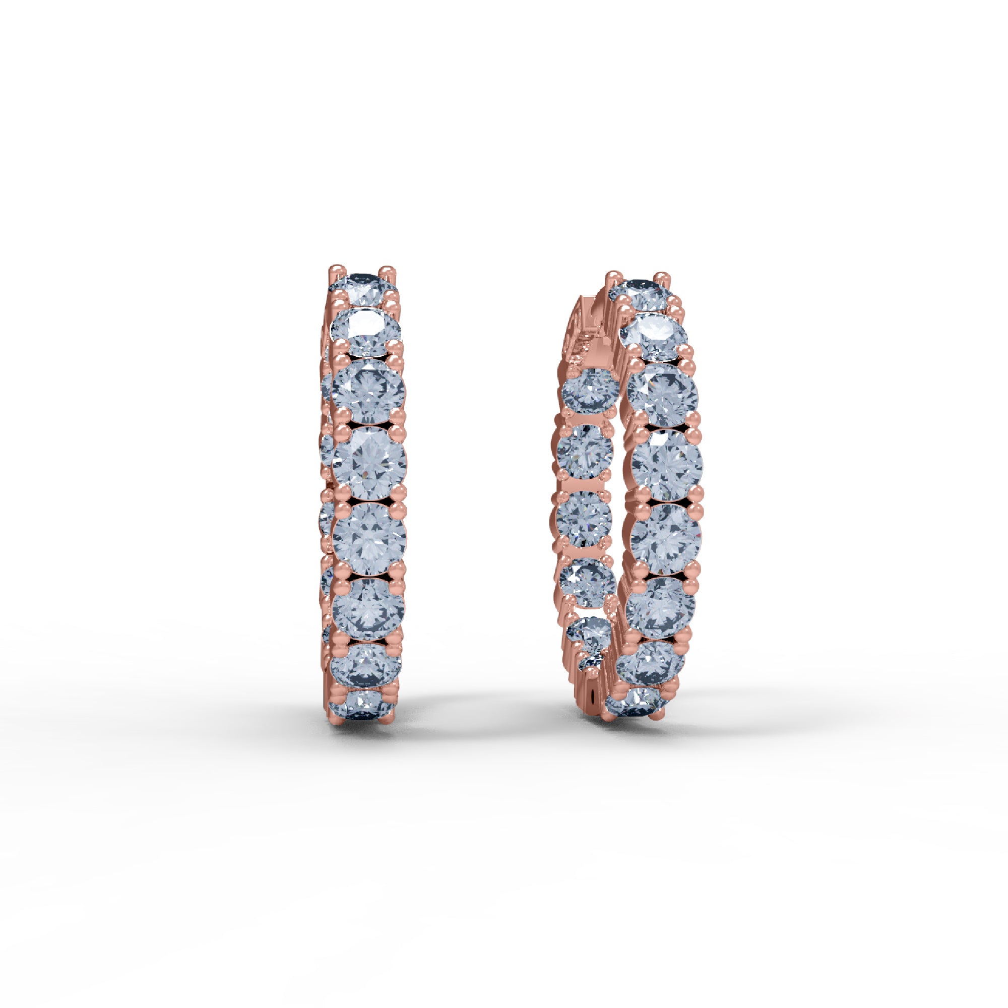 RKC 925 Sterling Silber Creolen-Clip-on-Ohrring für Damen, 14 Karat Rose über Produktgewicht 6,50 GM, Höhe 21,00 mm