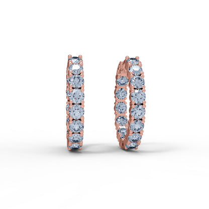 RKC 925 Sterling Silber Creolen-Clip-on-Ohrring für Damen, 14 Karat Rose über Produktgewicht 6,50 GM, Höhe 21,00 mm