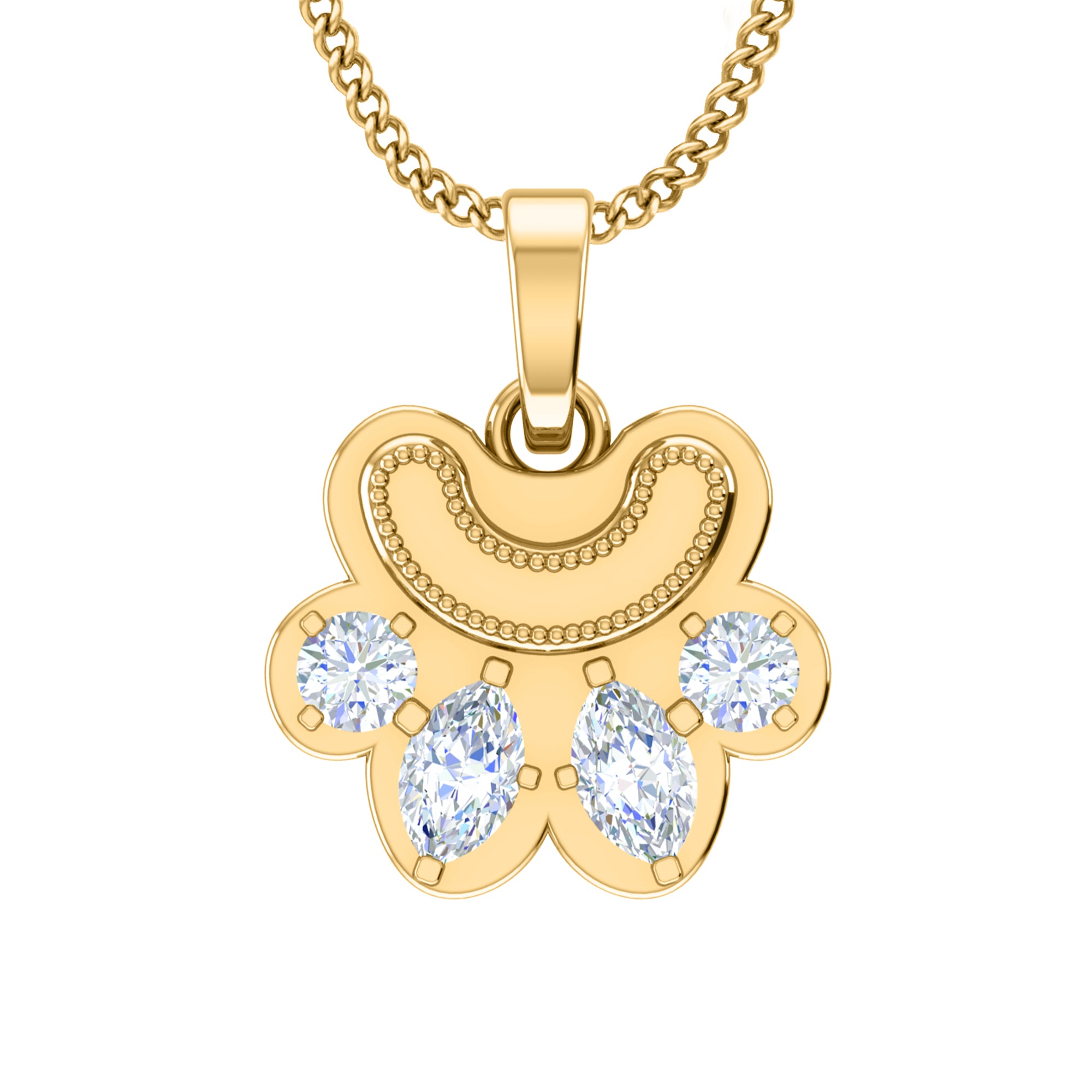 RKC 0,6 Karat Moissanit-Pfotenanhänger, 925er Silberschmuck, 14 Karat Gelbgold vergoldet (Höhe)
