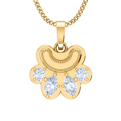 RKC 0,6 Karat Moissanit-Pfotenanhänger, 925er Silberschmuck, 14 Karat Gelbgold vergoldet (Höhe)