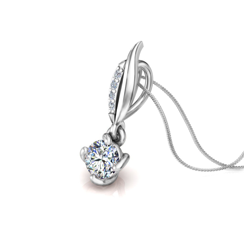 RKC 925 Sterling Silber Solitär-Blumen-Moissanit-Anhänger mit vier Zinken, 14 Karat Weißgold vergoldet