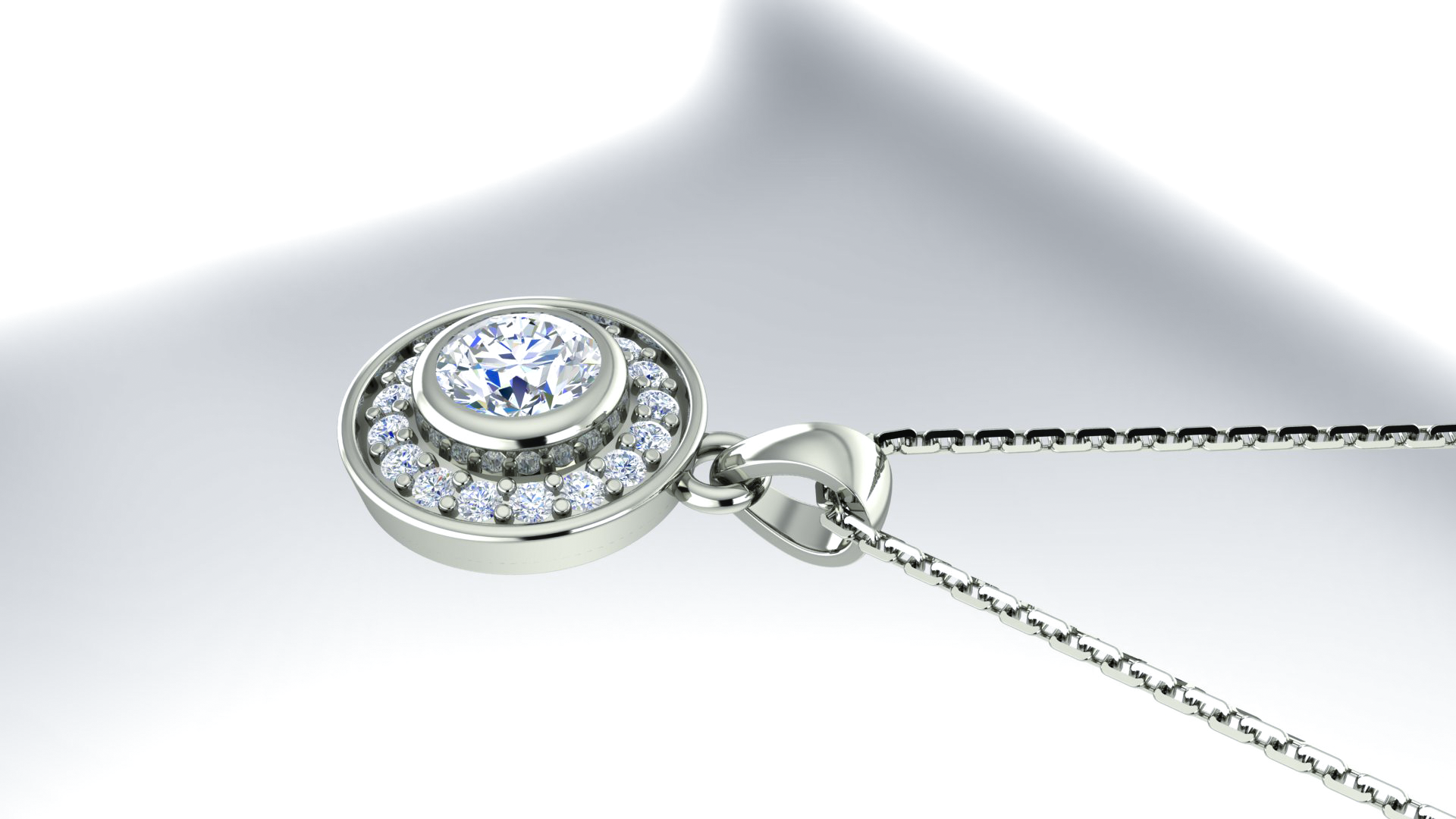 RKC Silver Halo 0,55 CT Moissanit runder Damen-Anhänger, 925er Silber, Gewicht 2,8 g, Höhe 15 mm