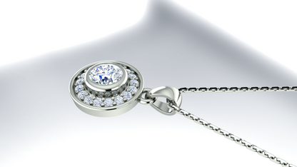 RKC Silver Halo 0,55 CT Moissanit runder Damen-Anhänger, 925er Silber, Gewicht 2,8 g, Höhe 15 mm