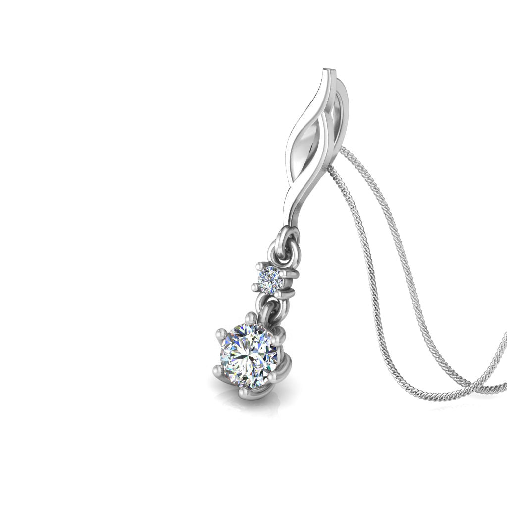 Ciondolo in moissanite da 0,27 ct con due pietre in argento con finitura in oro bianco RKC, regalo per lei, altezza 20,00 mm, peso 2,6 g