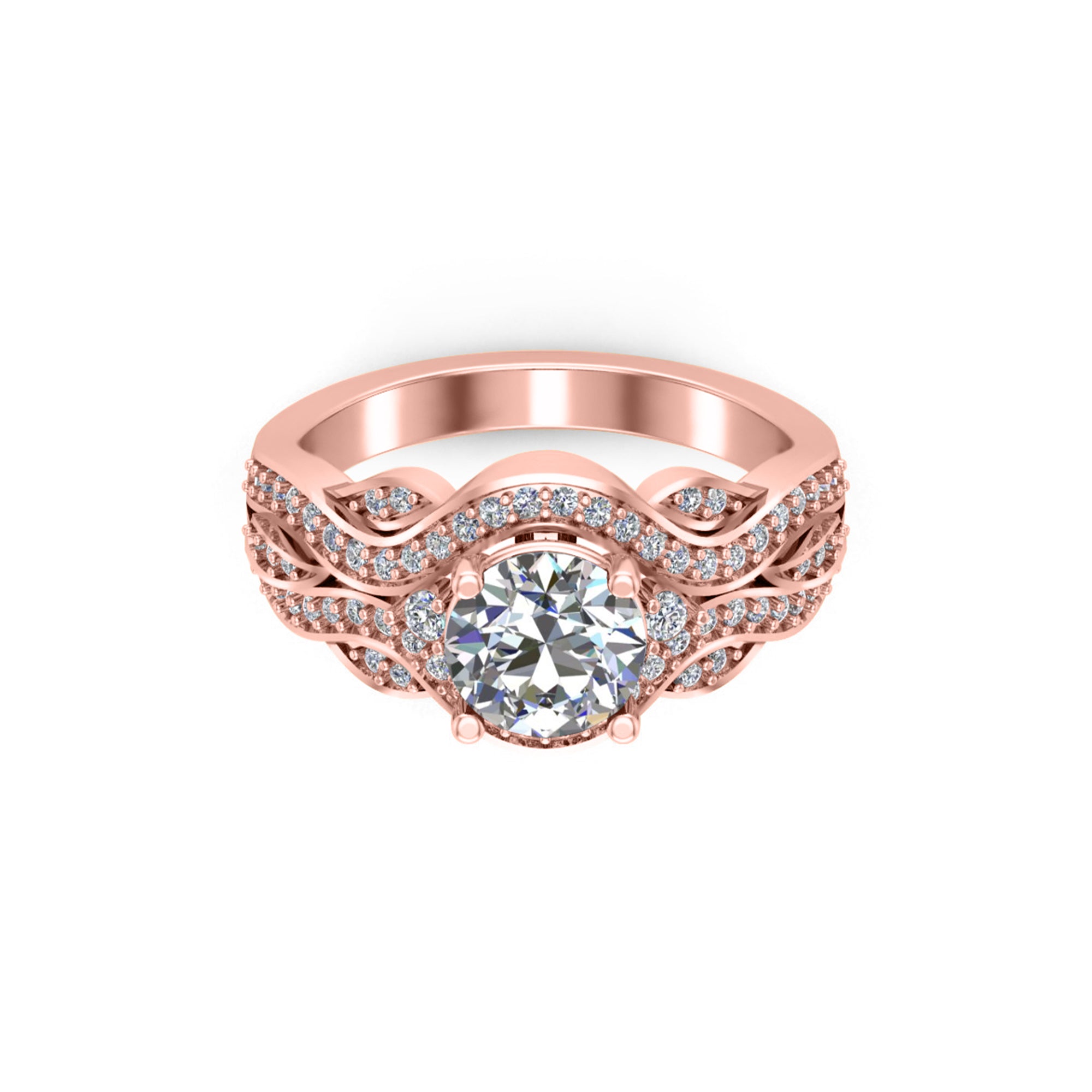RKC 1,35 ct Moissanit Verlobungsring 925 Silber gelb/weiß/rosé vergoldet für Damen, Gewicht 3 g und Breite 2,30 mm