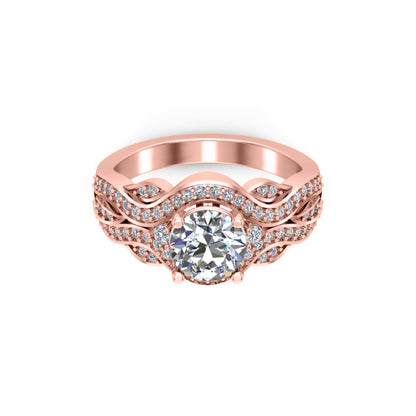 RKC 1,35 ct Moissanit Verlobungsring 925 Silber gelb/weiß/rosé vergoldet für Damen, Gewicht 3 g und Breite 2,30 mm